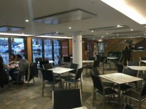 Ceiling-mounted Select panels in a canteen