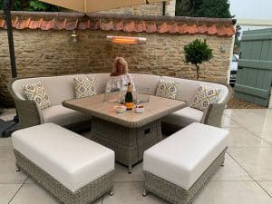 Stunning Herschel California Gold wall mounted in outdoor patio area