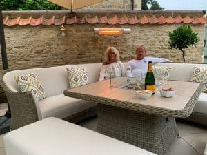 Stunning Herschel California Gold wall mounted in outdoor patio area