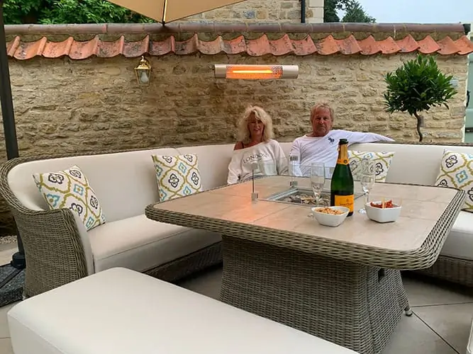 Stunning Herschel California Gold wall mounted in outdoor patio area