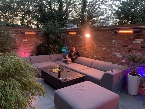 London terrace heated by wall-mounted California heaters