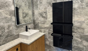 Select XLS Infrared Towel Heater installed in bathroom