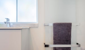 Select XLS Infrared Towel Heater installed in bathroom