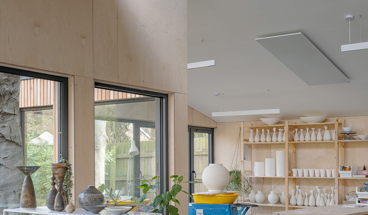 Comfort panels installed in home studio space