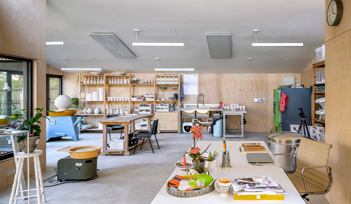 Comfort panels installed in home studio space