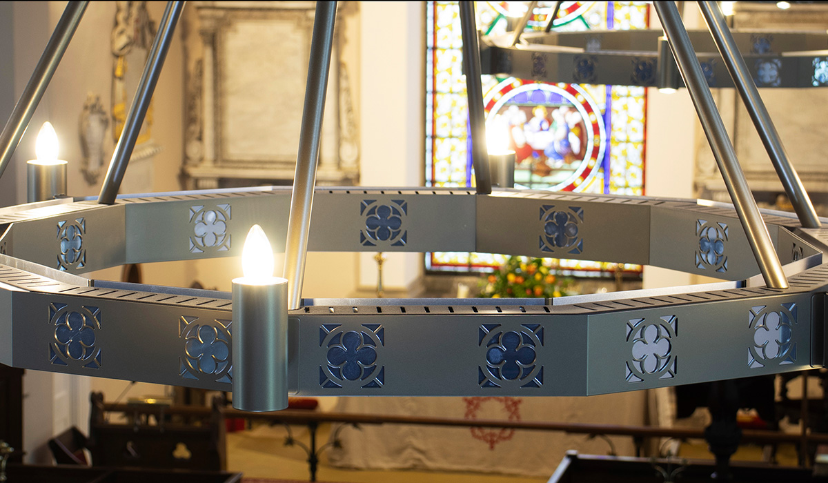 Herschel Halo decorative panels and LED lighting close up