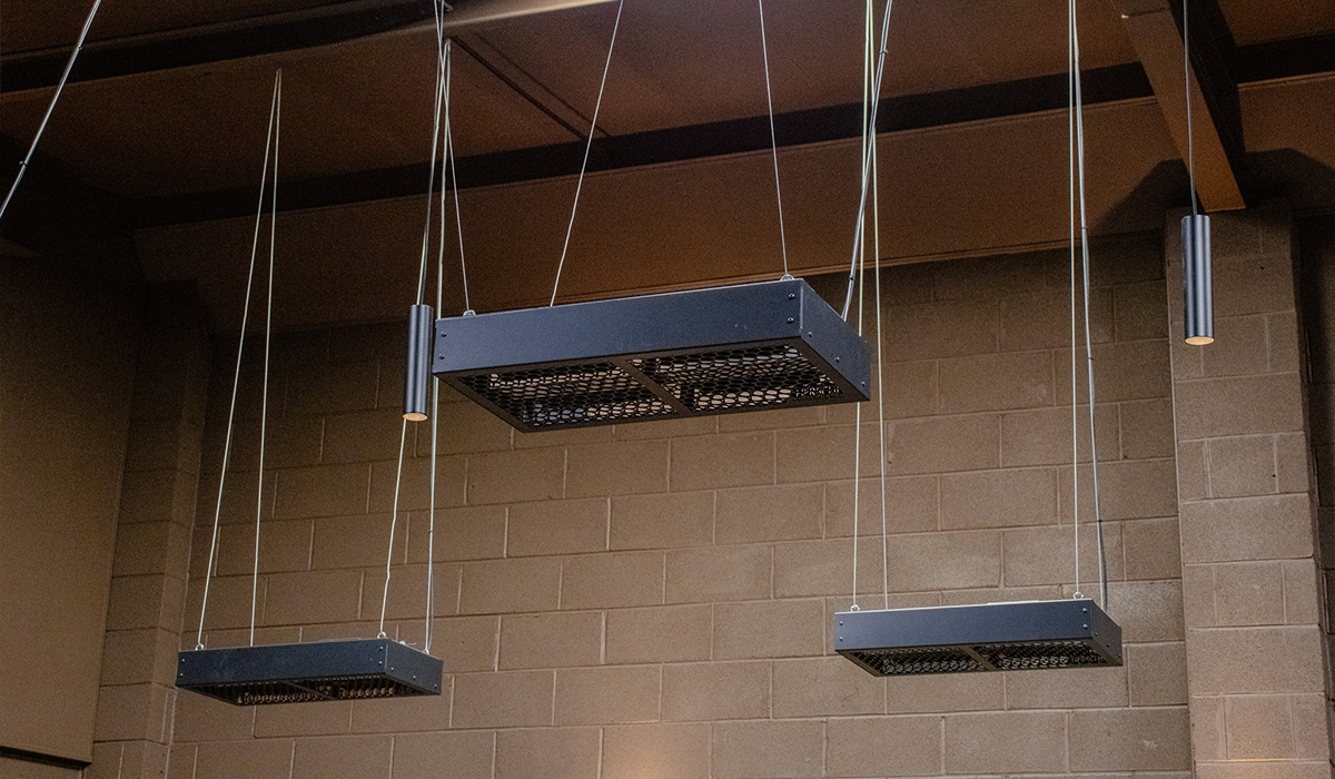 British made Power 4 heaters ceiling-suspended