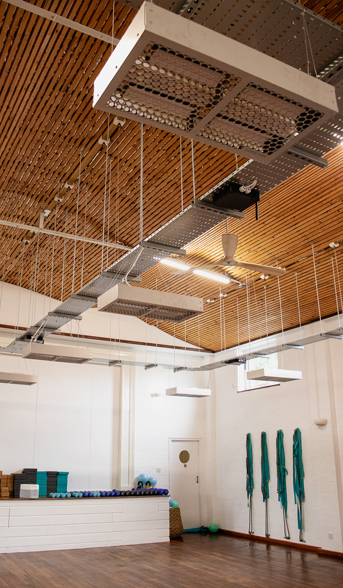 Wellness studio heated with infrared heaters